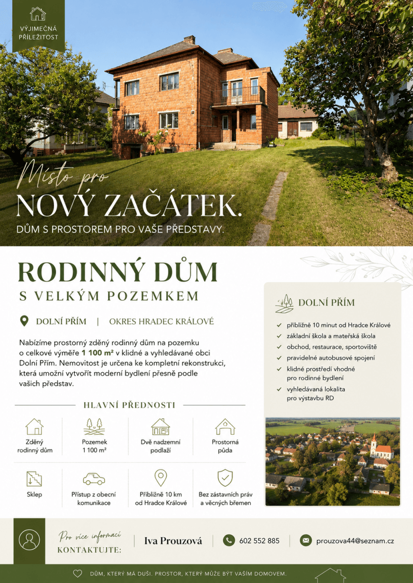 Predaj domu 212 m², pozemok 1.100 m², Dolní Přím, Královéhradecký kraj Predaj domu 212 m², pozemok 1.100 m², Dolní Přím, Královéhradecký kraj