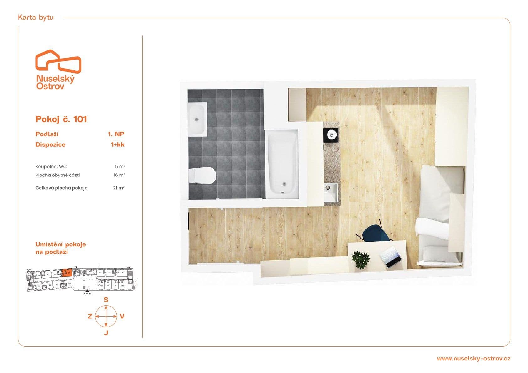 Prenájom bytu 1-izbový 21 m², Na Ostrůvku, Praha, Praha Prenájom bytu 1-izbový 21 m², Na Ostrůvku, Praha, Praha