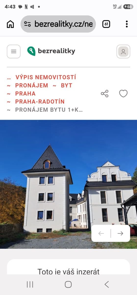 Prenájom bytu Garsoniéra 18 m², Na Cikánce, Praha, Praha Prenájom bytu Garsoniéra 18 m², Na Cikánce, Praha, Praha