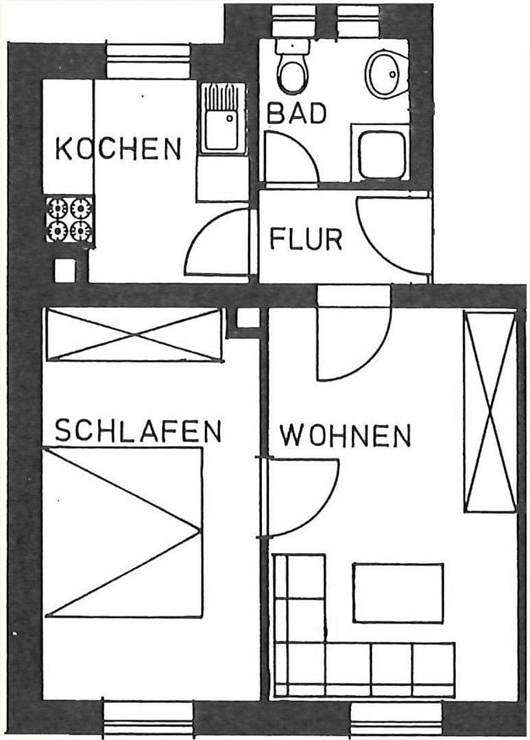 Prenájom bytu 2-izbový 40 m², Frankenstr. 139, Nürnberg, Bavorsko Prenájom bytu 2-izbový 40 m², Frankenstr. 139, Nürnberg, Bavorsko