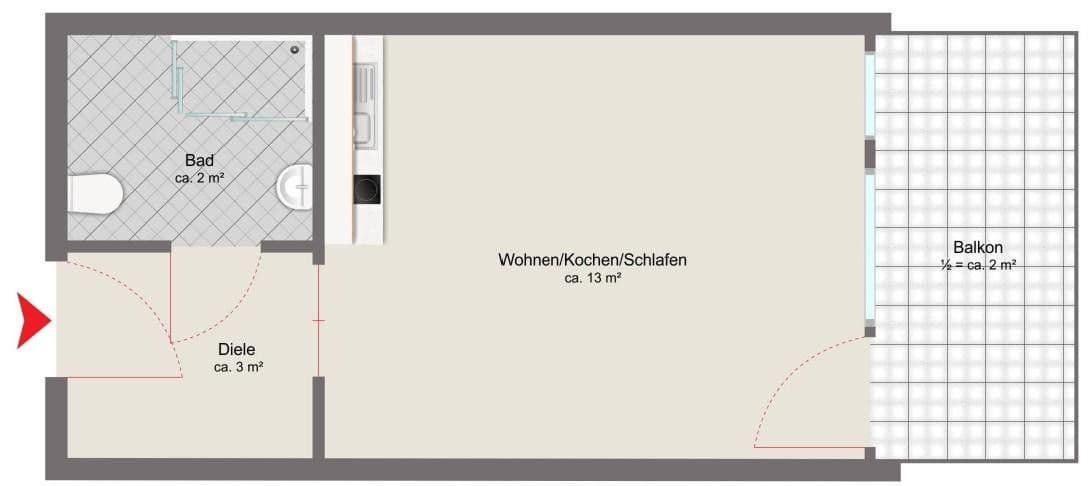 Prenájom bytu 1-izbový 22 m², Starenweg 4, München, Bavorsko Prenájom bytu 1-izbový 22 m², Starenweg 4, München, Bavorsko