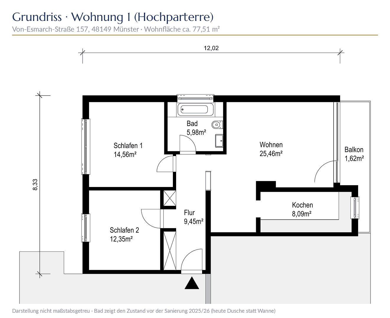 Predaj bytu 3-izbový 78 m², Von-Esmarch-Straße 157, Münster, Severné Porýnie - Westfálsko Predaj bytu 3-izbový 78 m², Von-Esmarch-Straße 157, Münster, Severné Porýnie - Westfálsko