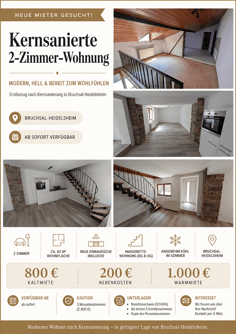 Prenájom bytu 2-izbový 63 m², Bruchsal, Bádensko-Wurttembersko Prenájom bytu 2-izbový 63 m², Bruchsal, Bádensko-Wurttembersko