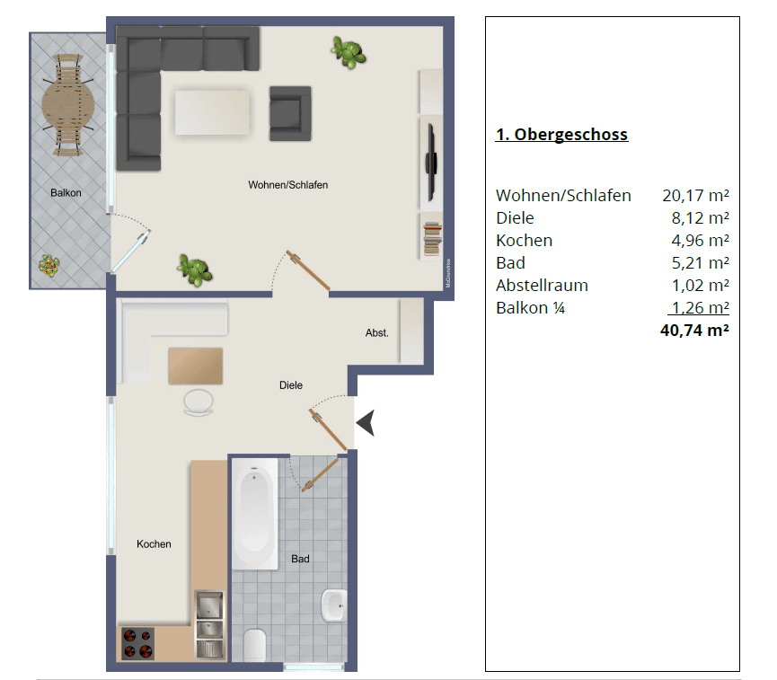 Prenájom bytu 1-izbový 41 m², Dormagen, Severné Porýnie - Westfálsko Prenájom bytu 1-izbový 41 m², Dormagen, Severné Porýnie - Westfálsko