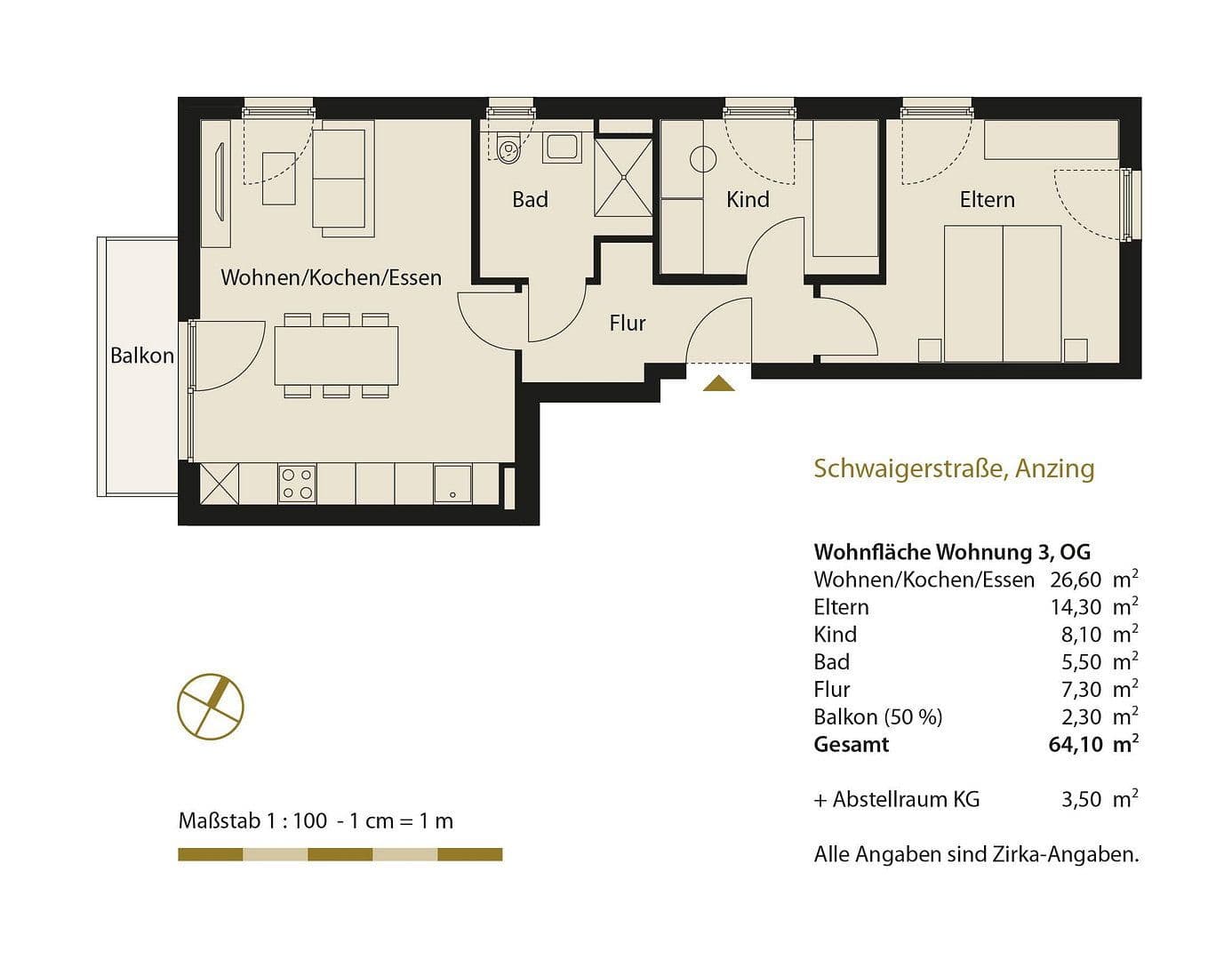 Prenájom bytu 3-izbový 65 m², Anzing, Bavorsko Prenájom bytu 3-izbový 65 m², Anzing, Bavorsko