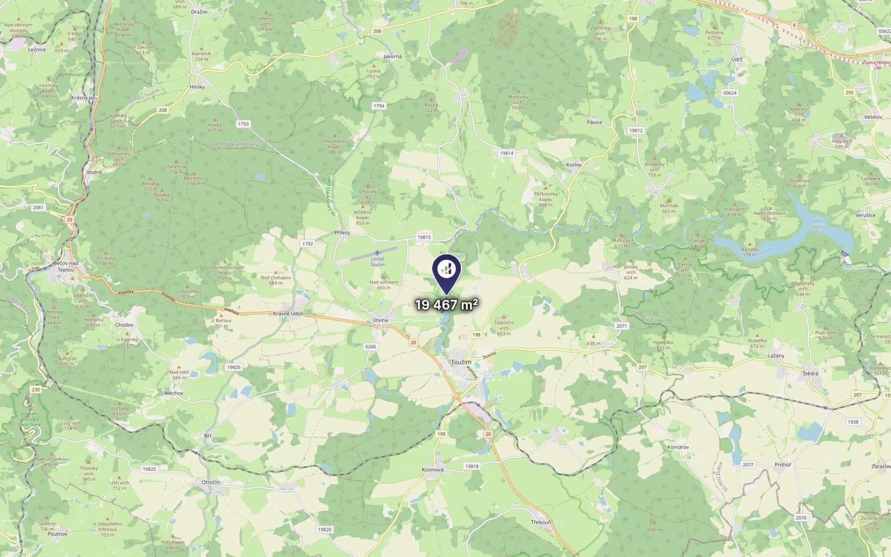 Predaj pozemku 19.467 m², Útvina, Karlovarský kraj Predaj pozemku 19.467 m², Útvina, Karlovarský kraj