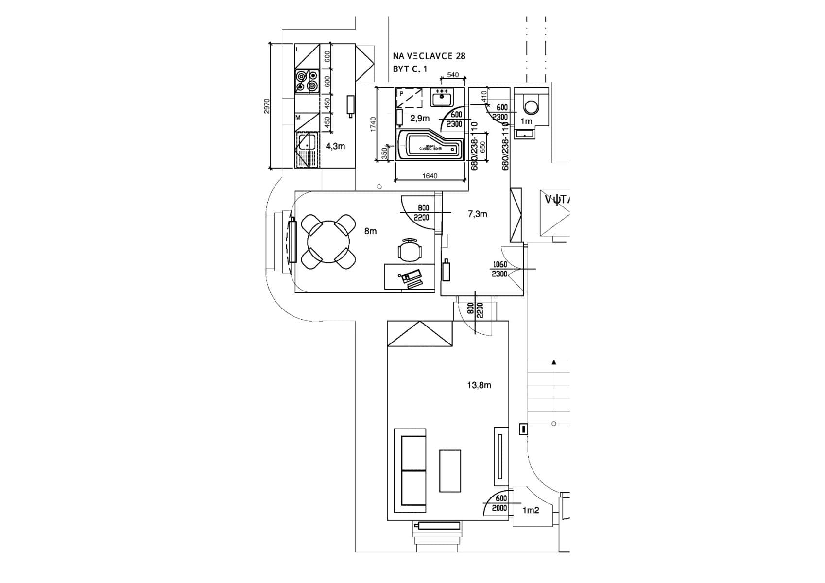 Prenájom bytu 1-izbový 40 m², Na Václavce, Praha, Praha Prenájom bytu 1-izbový 40 m², Na Václavce, Praha, Praha