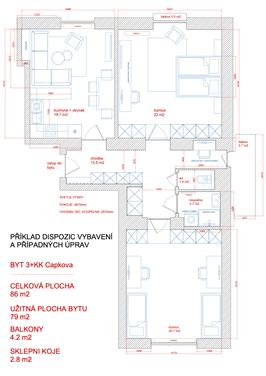 Predaj bytu 3-izbový 86 m², Čápkova, Brno, Jihomoravský kraj Predaj bytu 3-izbový 86 m², Čápkova, Brno, Jihomoravský kraj