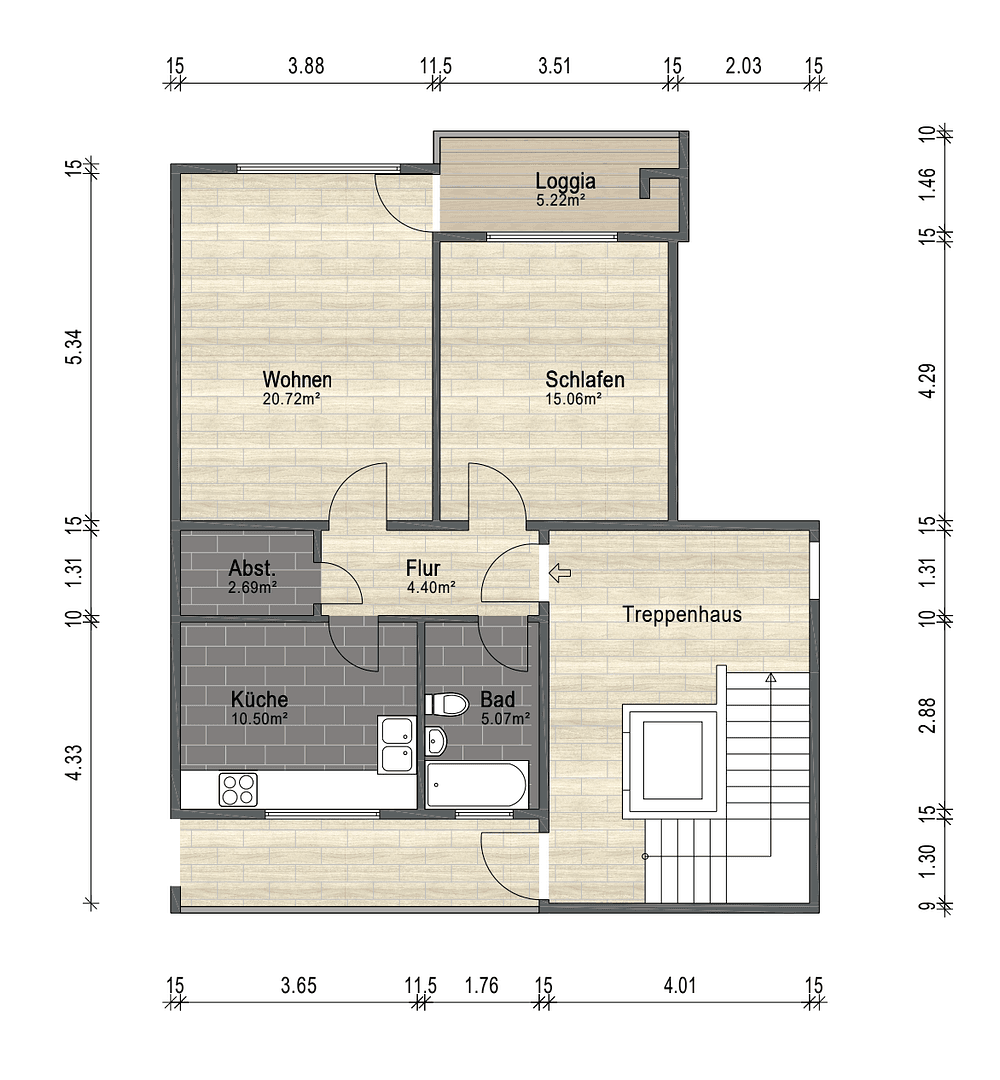 Prenájom bytu 2-izbový 62 m², Bremen, Brémy Prenájom bytu 2-izbový 62 m², Bremen, Brémy