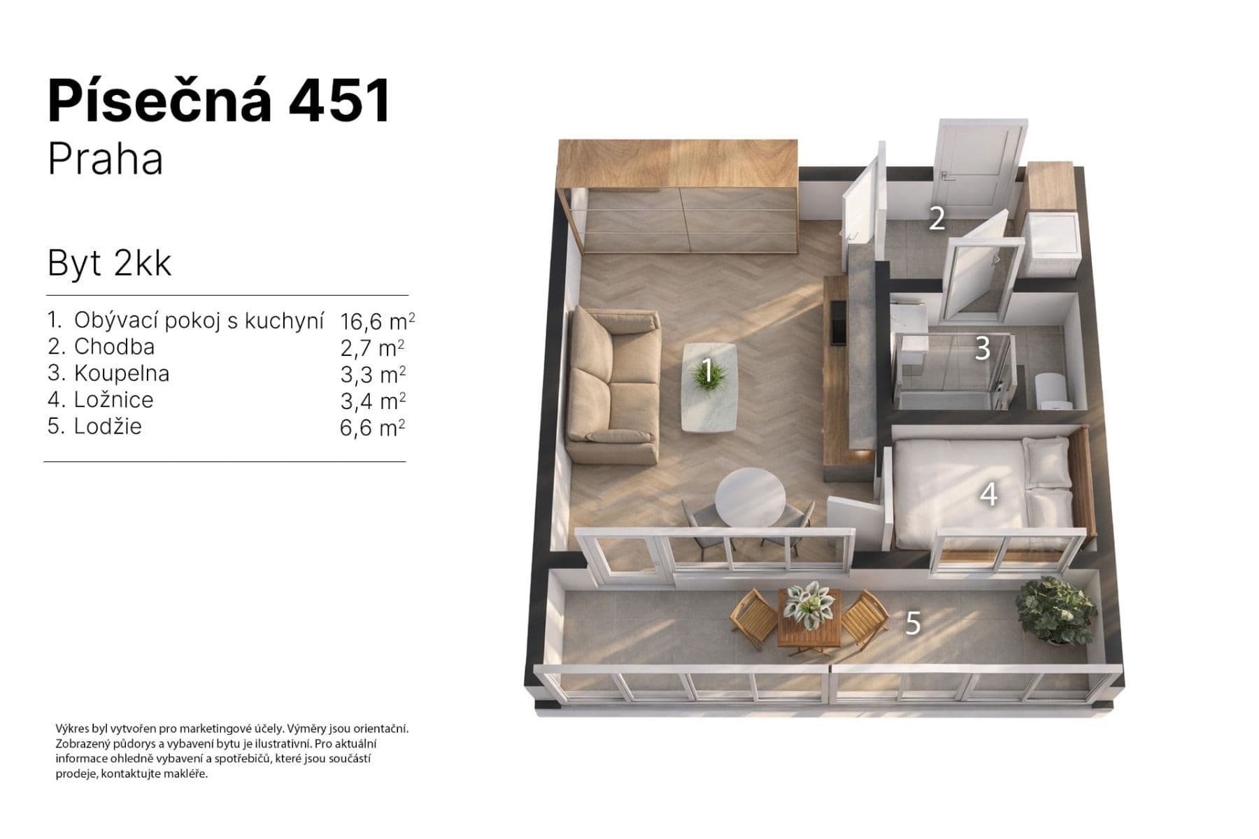 Prenájom bytu 2-izbový 33 m², Písečná, Praha, Praha Prenájom bytu 2-izbový 33 m², Písečná, Praha, Praha