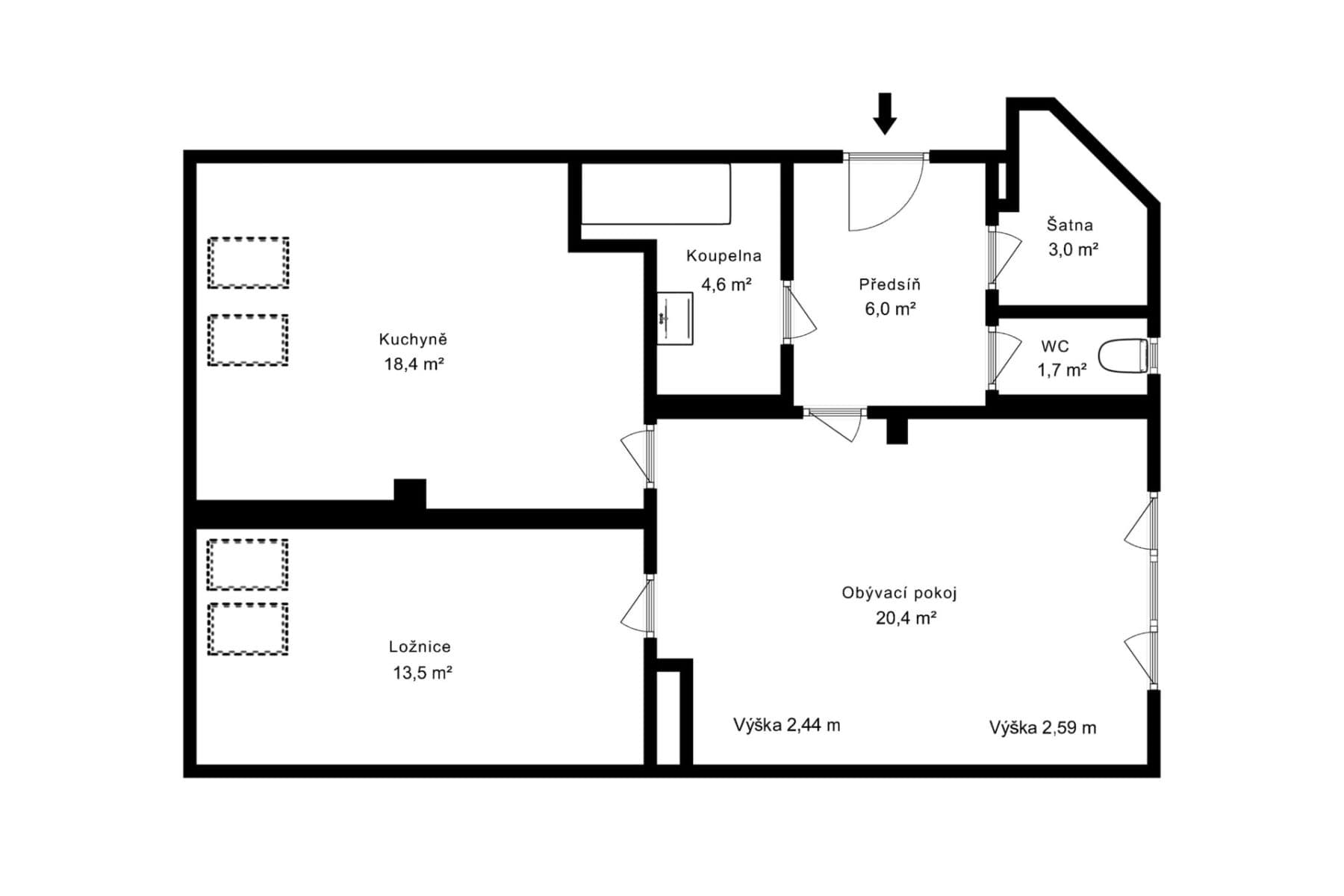 Predaj bytu 2-izbový 68 m², Primátorská, Praha, Praha Predaj bytu 2-izbový 68 m², Primátorská, Praha, Praha