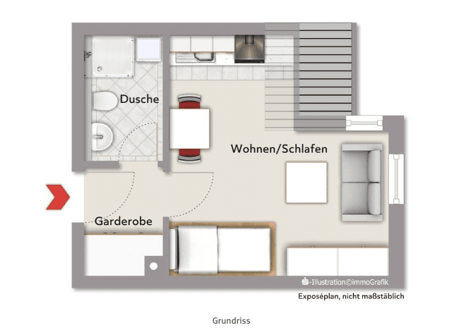 Prenájom bytu 1-izbový 25 m², Karl-Bröger-Straße 18, Nürnberg, Bavorsko Prenájom bytu 1-izbový 25 m², Karl-Bröger-Straße 18, Nürnberg, Bavorsko