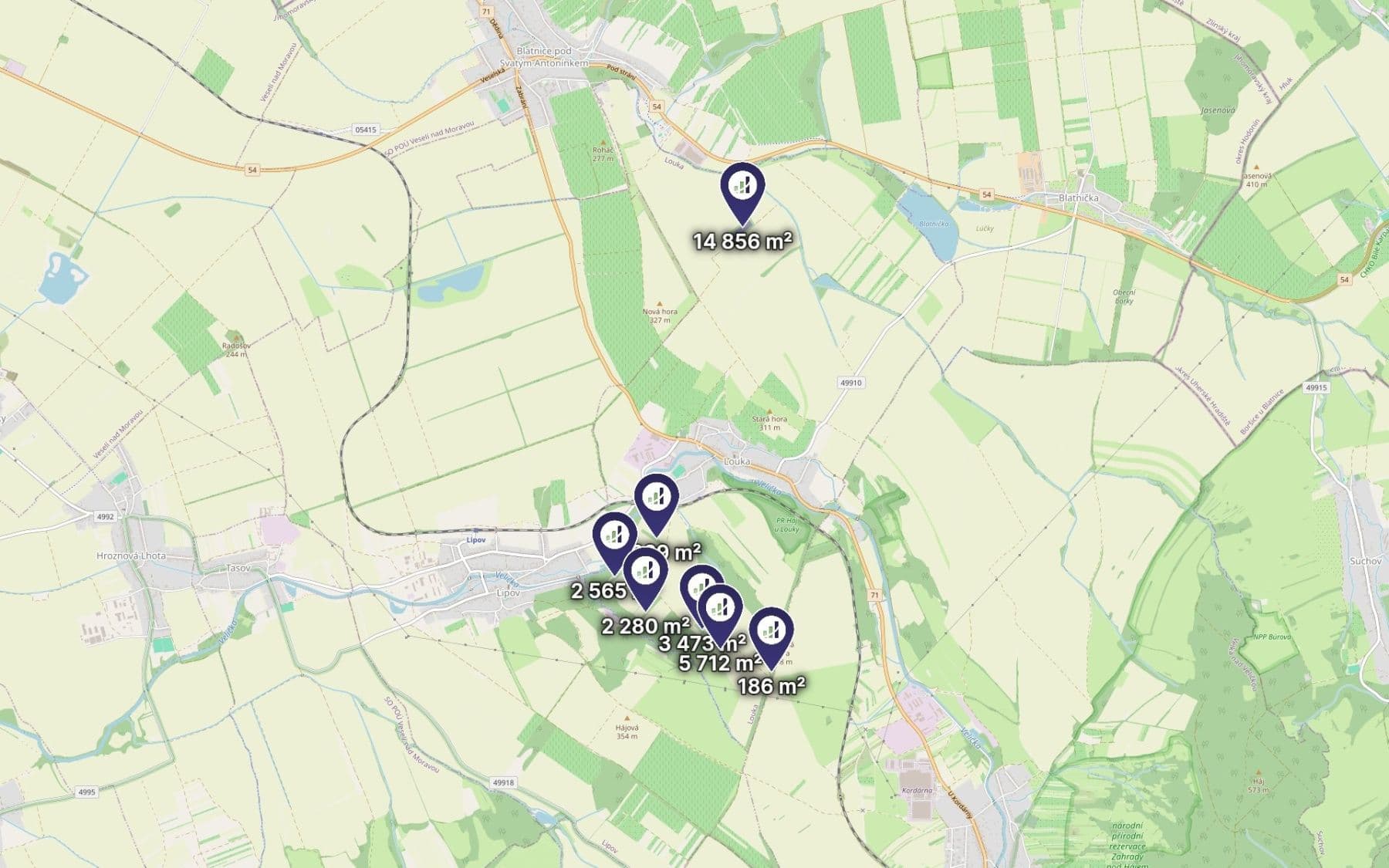 Predaj pozemku 32.101 m², Louka, Jihomoravský kraj Predaj pozemku 32.101 m², Louka, Jihomoravský kraj
