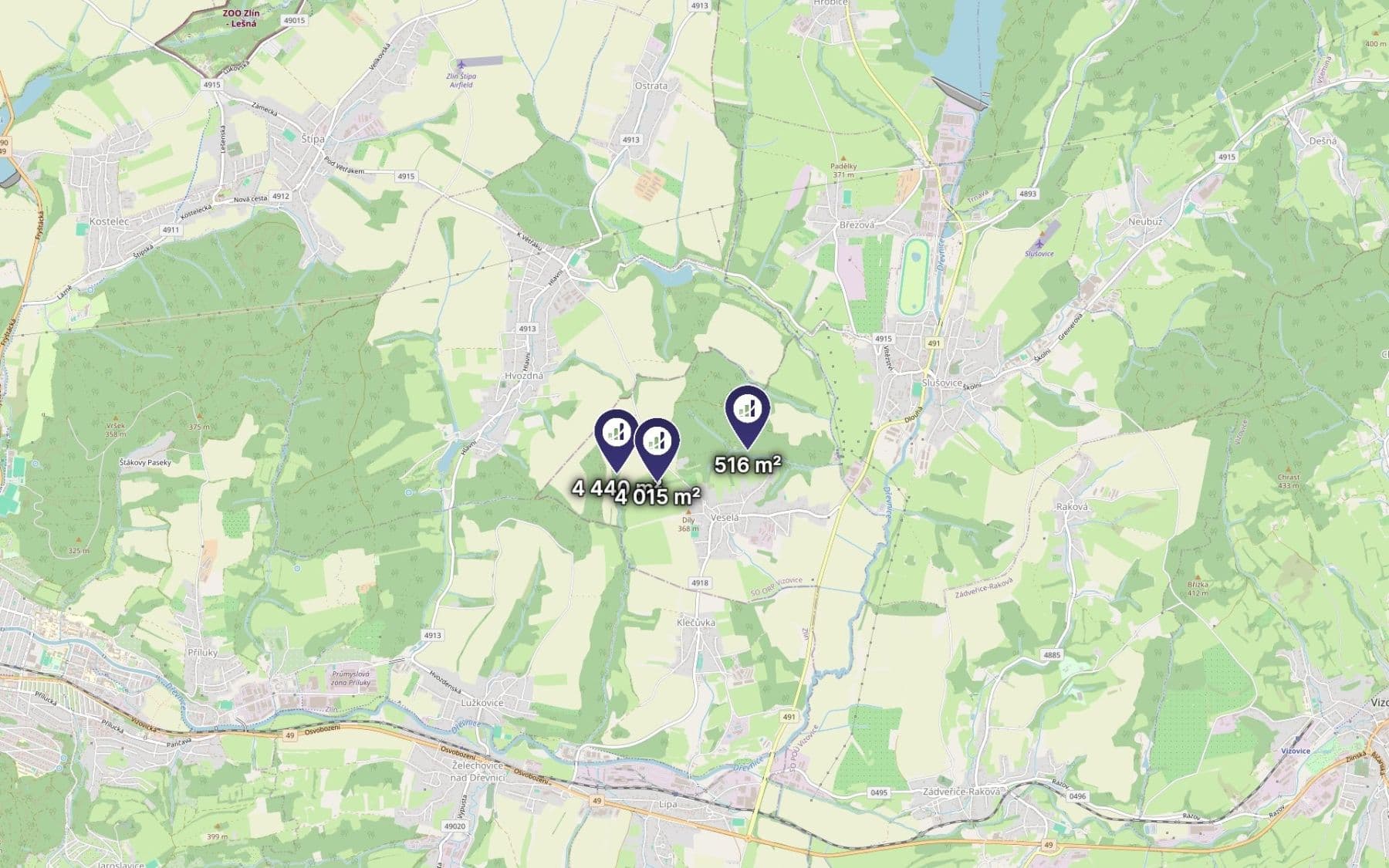 Predaj pozemku 8.971 m², Veselá, Zlínský kraj Predaj pozemku 8.971 m², Veselá, Zlínský kraj