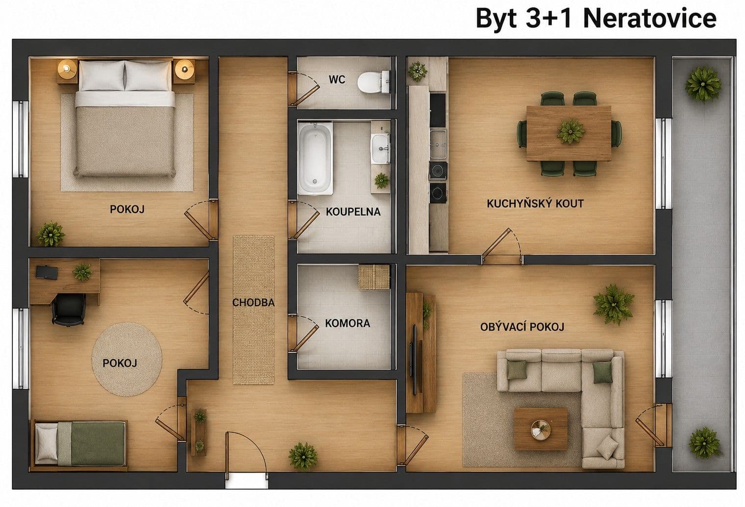 Predaj bytu 3-izbový 74 m², Za Jednotou, Neratovice, Středočeský kraj Predaj bytu 3-izbový 74 m², Za Jednotou, Neratovice, Středočeský kraj