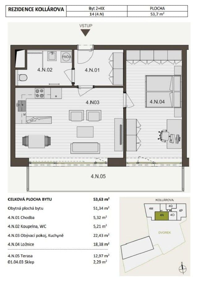 Prenájom bytu 2-izbový 54 m², Kollárova, Brno, Jihomoravský kraj Prenájom bytu 2-izbový 54 m², Kollárova, Brno, Jihomoravský kraj