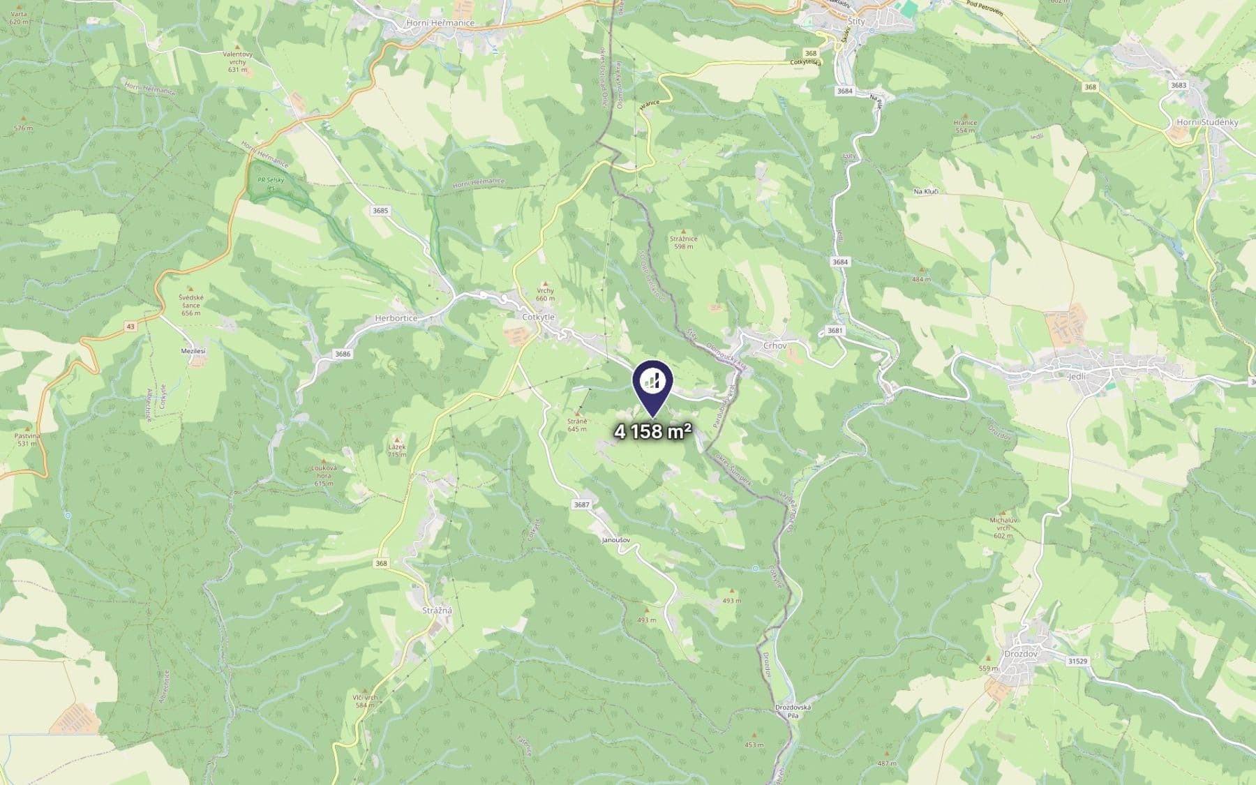 Predaj pozemku 1.429 m², Cotkytle, Pardubický kraj Predaj pozemku 1.429 m², Cotkytle, Pardubický kraj