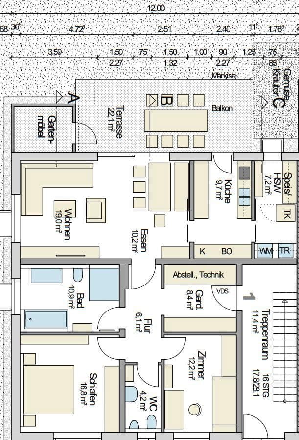 Prenájom bytu 3-izbový 112 m², Memmingen, Bavorsko Prenájom bytu 3-izbový 112 m², Memmingen, Bavorsko