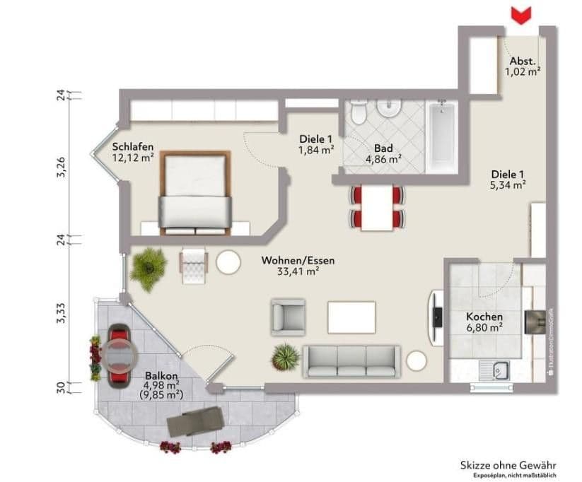 Prenájom bytu 2-izbový 68 m², Nauheim, Hesensko Prenájom bytu 2-izbový 68 m², Nauheim, Hesensko
