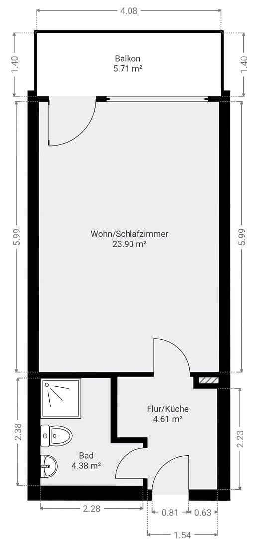 Prenájom bytu 1-izbový 35 m², Darmstädter Straße 1, Langen, Hesensko Prenájom bytu 1-izbový 35 m², Darmstädter Straße 1, Langen, Hesensko