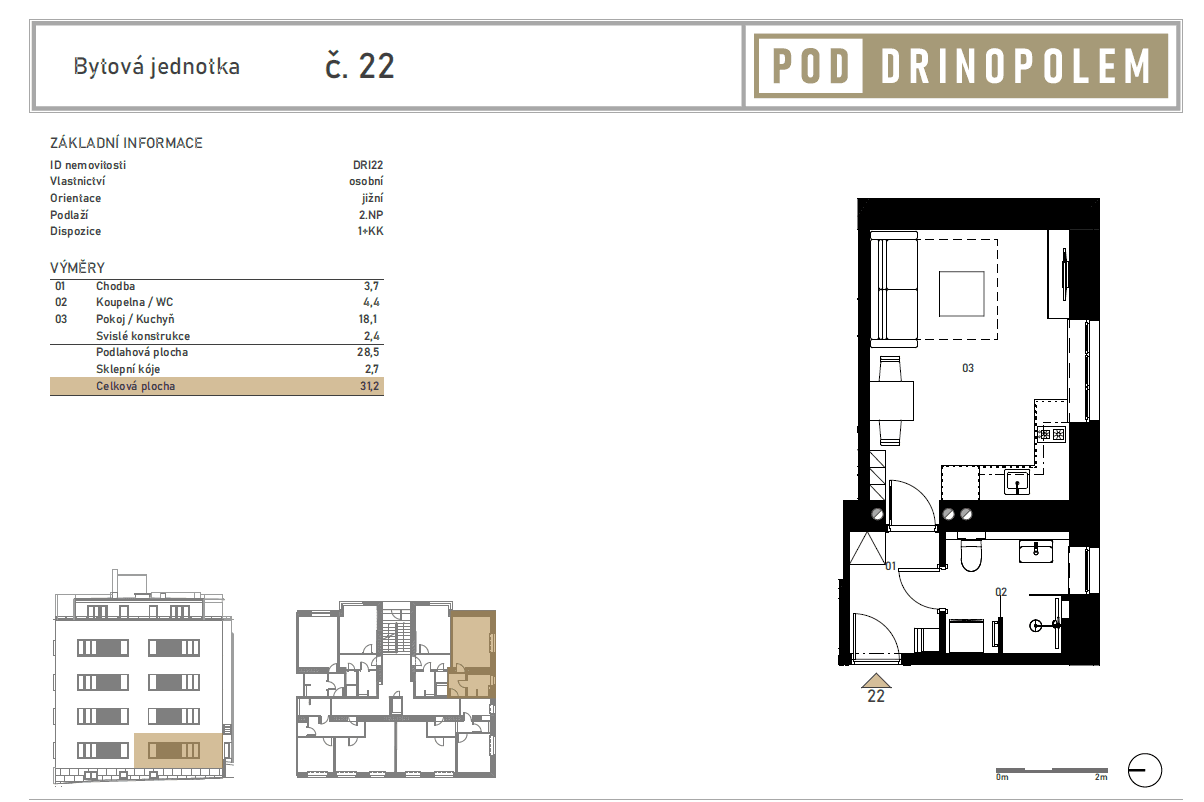 Prenájom bytu 1-izbový 29 m², Pod Drinopolem, Praha, Praha Prenájom bytu 1-izbový 29 m², Pod Drinopolem, Praha, Praha