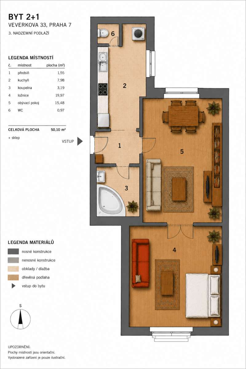 Predaj bytu 2-izbový 50 m², Veverkova, Praha, Praha Predaj bytu 2-izbový 50 m², Veverkova, Praha, Praha