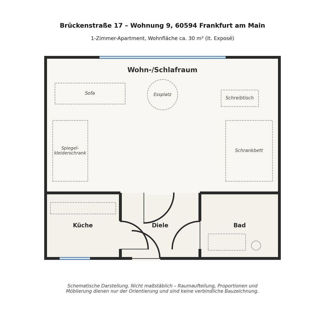 Prenájom bytu 1-izbový 30 m², Brückenstraße 17, Frankfurt, Hesensko Prenájom bytu 1-izbový 30 m², Brückenstraße 17, Frankfurt, Hesensko