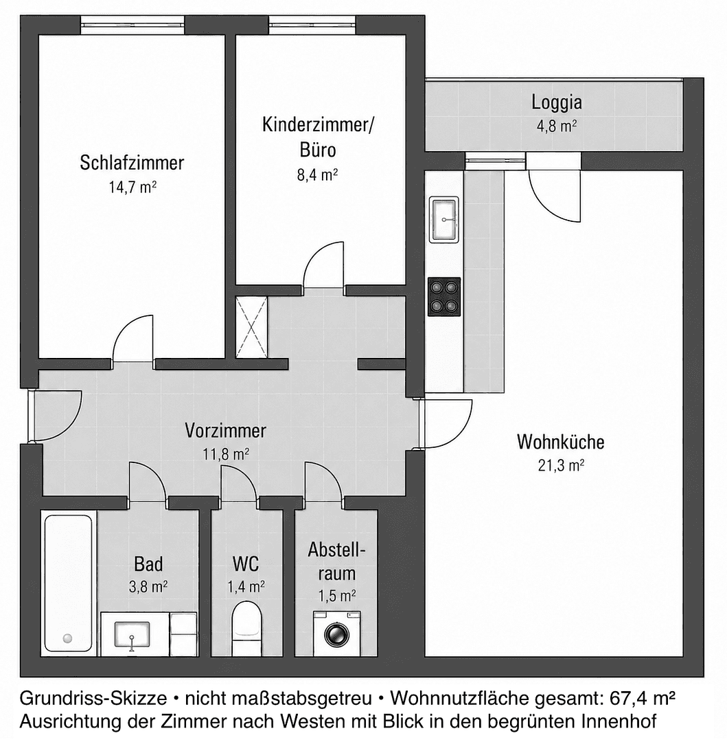 Prenájom bytu 3-izbový 67 m², Grubergasse 5, Wien, Viedeň Prenájom bytu 3-izbový 67 m², Grubergasse 5, Wien, Viedeň