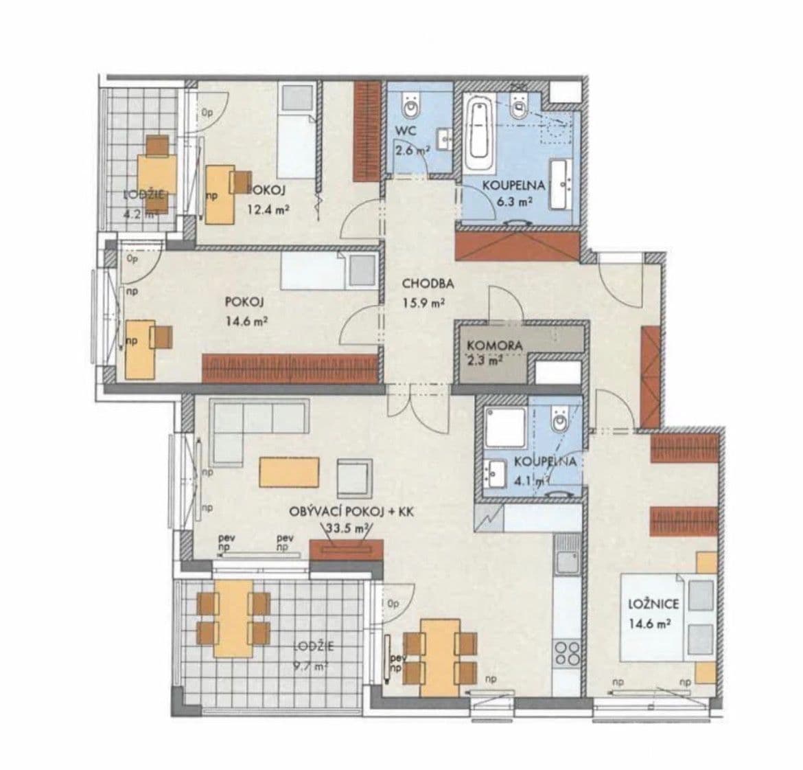 Prenájom bytu 4-izbový 113 m², Ondrákové, Praha, Praha Prenájom bytu 4-izbový 113 m², Ondrákové, Praha, Praha