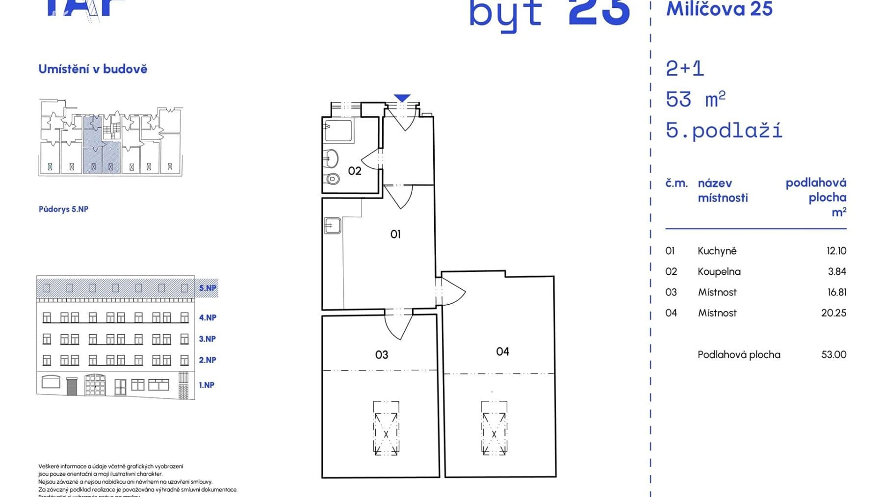Predaj bytu 2-izbový 53 m², Milíčova, Praha, Praha Predaj bytu 2-izbový 53 m², Milíčova, Praha, Praha