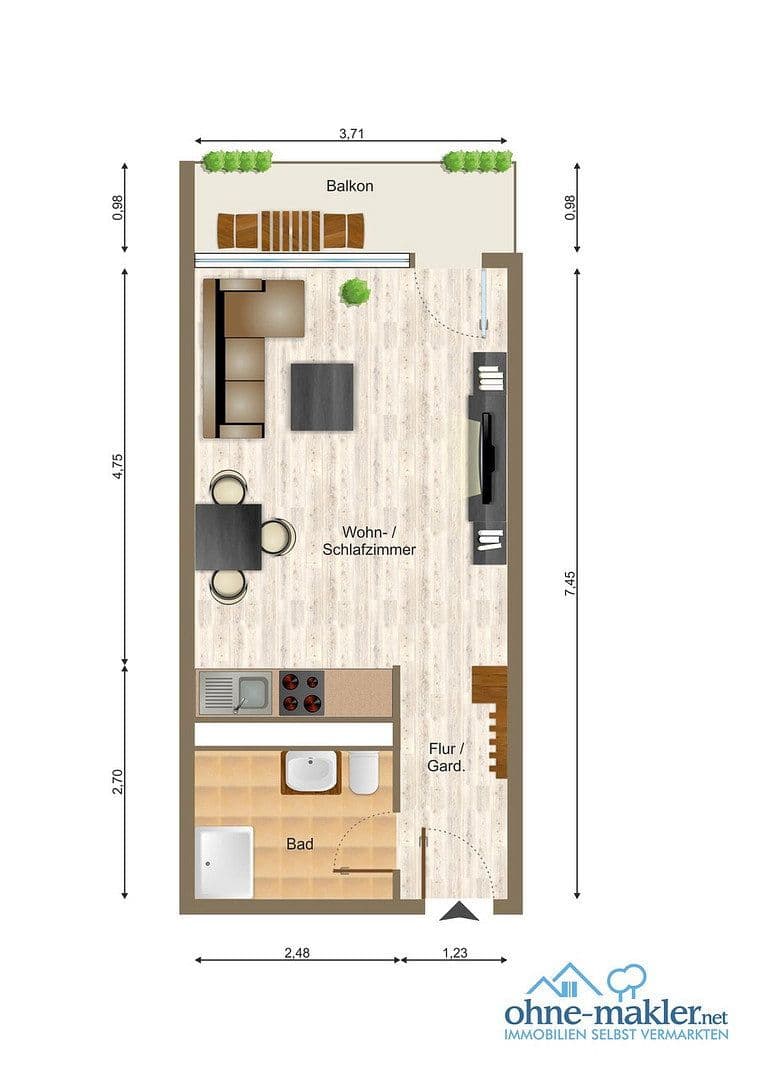 Prenájom bytu 1-izbový 29 m², Am Alten Weg 33, Mainz-Marienborn, Porýnie-Falcko Prenájom bytu 1-izbový 29 m², Am Alten Weg 33, Mainz-Marienborn, Porýnie-Falcko