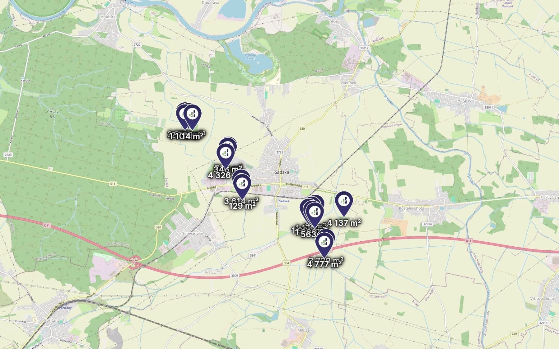 Predaj pozemku 33.928 m², Sadská, Středočeský kraj Predaj pozemku 33.928 m², Sadská, Středočeský kraj