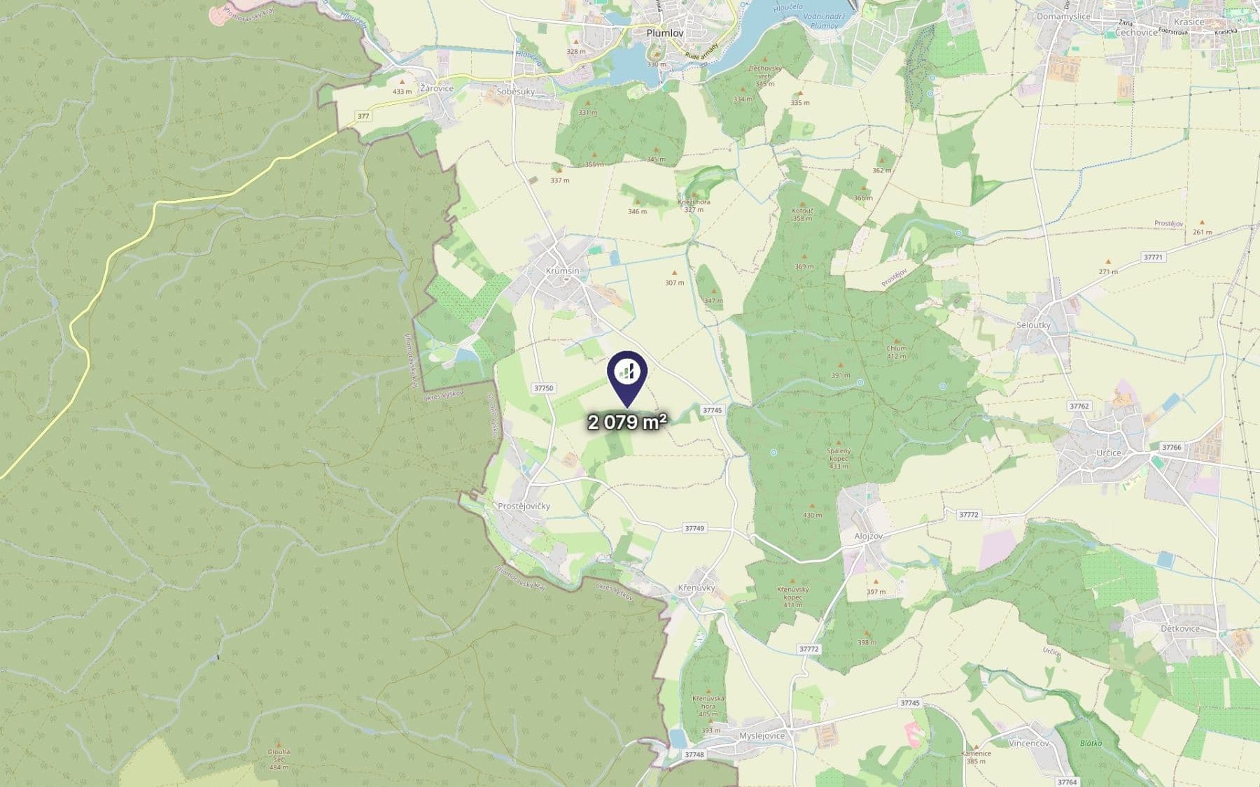 Predaj pozemku 2.079 m², Prostějovičky, Olomoucký kraj Predaj pozemku 2.079 m², Prostějovičky, Olomoucký kraj