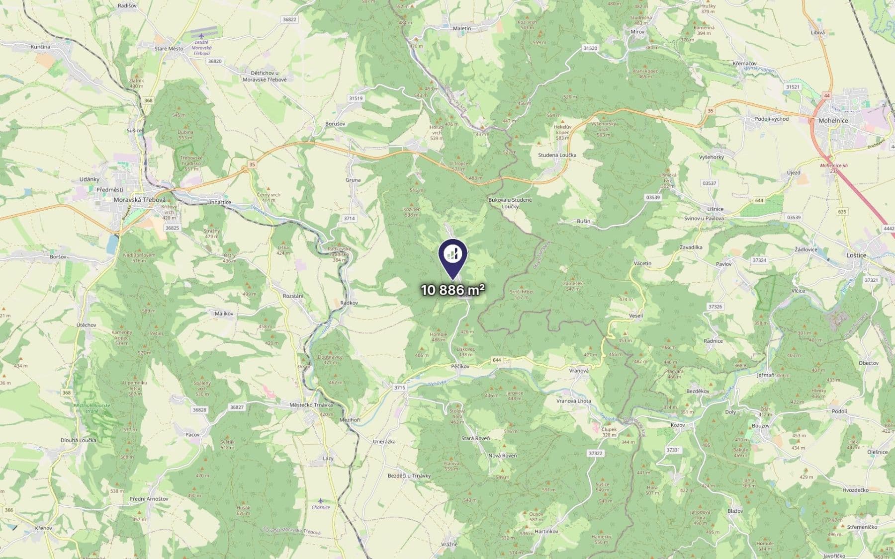 Predaj pozemku 3.629 m², Městečko Trnávka, Pardubický kraj Predaj pozemku 3.629 m², Městečko Trnávka, Pardubický kraj