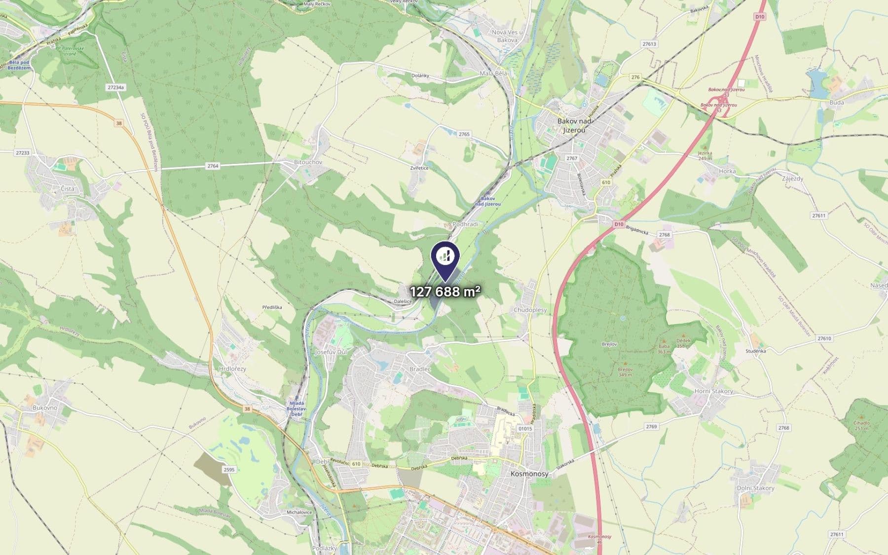 Predaj pozemku 127.688 m², Bakov nad Jizerou, Středočeský kraj Predaj pozemku 127.688 m², Bakov nad Jizerou, Středočeský kraj