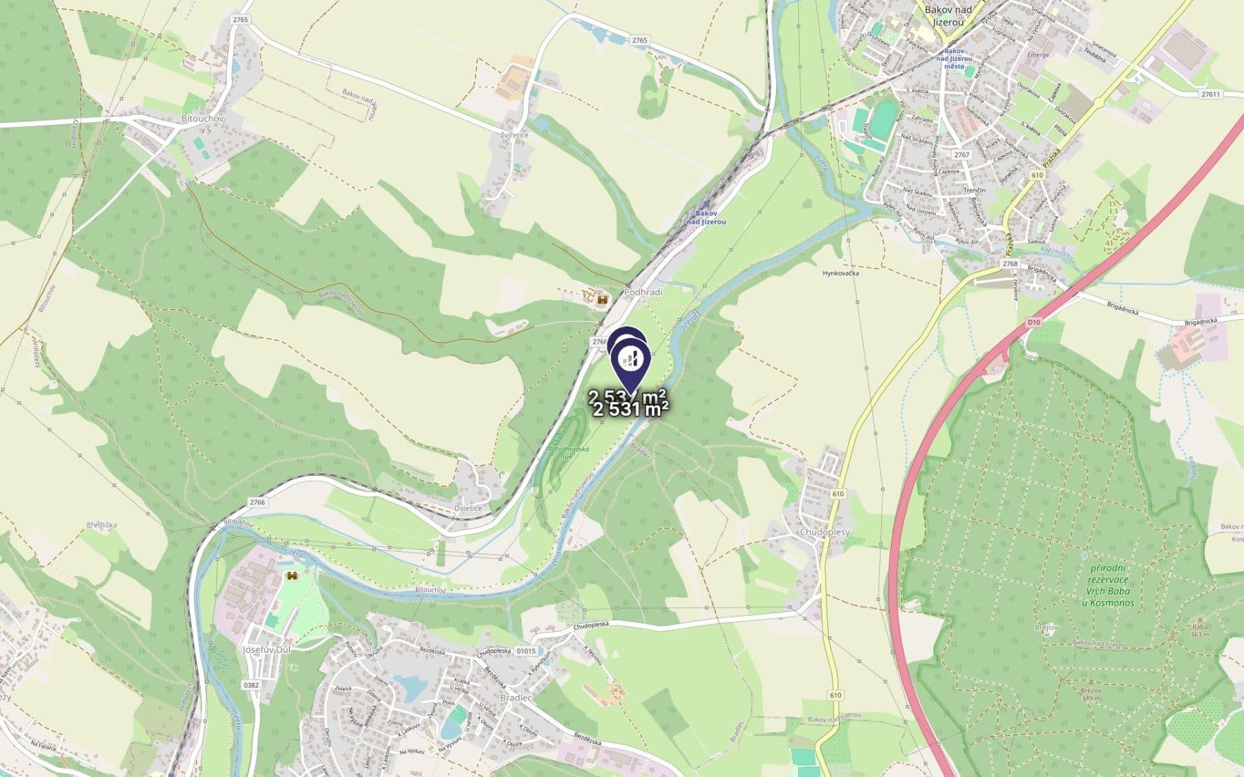 Predaj pozemku 5.068 m², Bakov nad Jizerou, Středočeský kraj Predaj pozemku 5.068 m², Bakov nad Jizerou, Středočeský kraj
