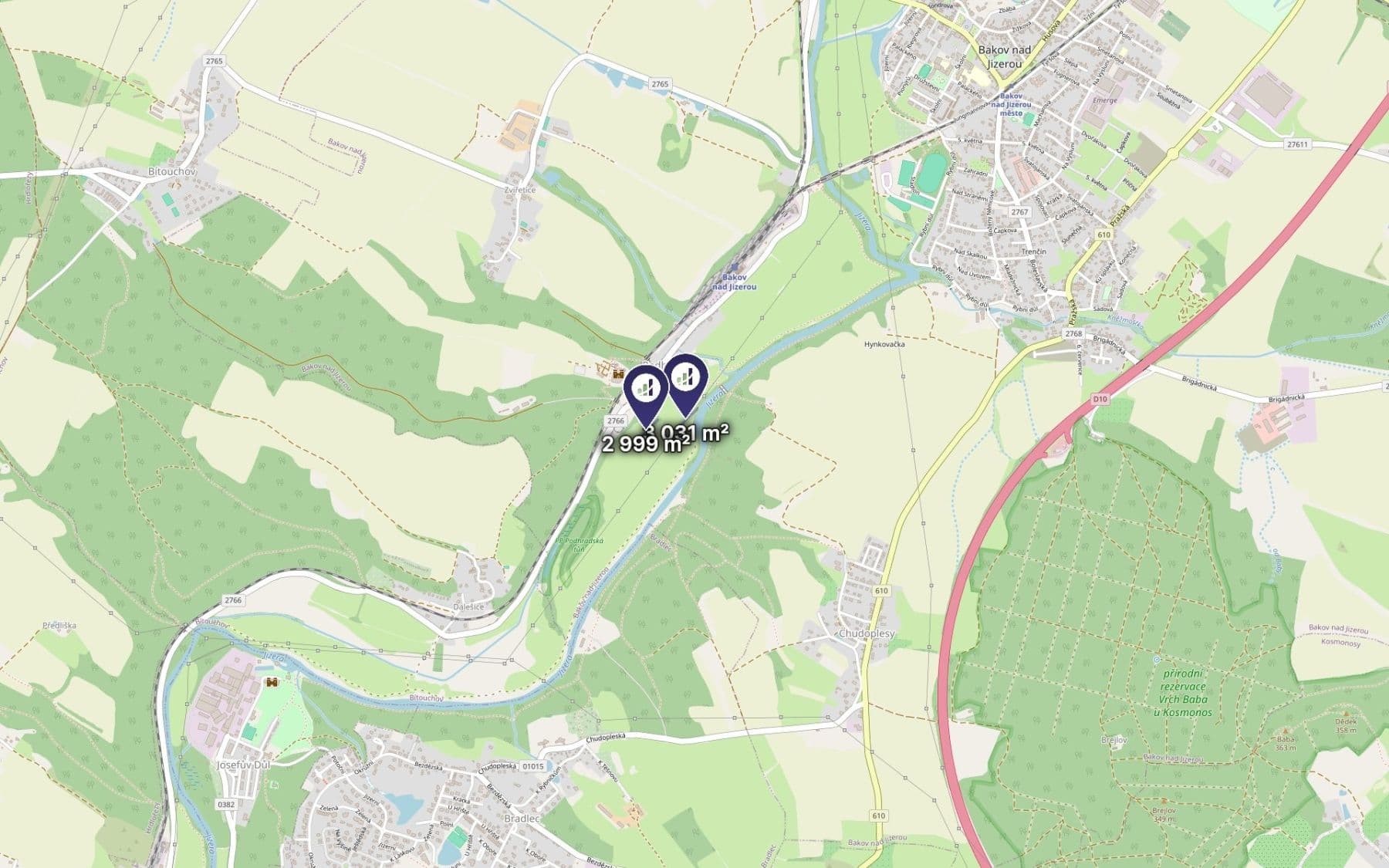 Predaj pozemku 6.030 m², Bakov nad Jizerou, Středočeský kraj Predaj pozemku 6.030 m², Bakov nad Jizerou, Středočeský kraj