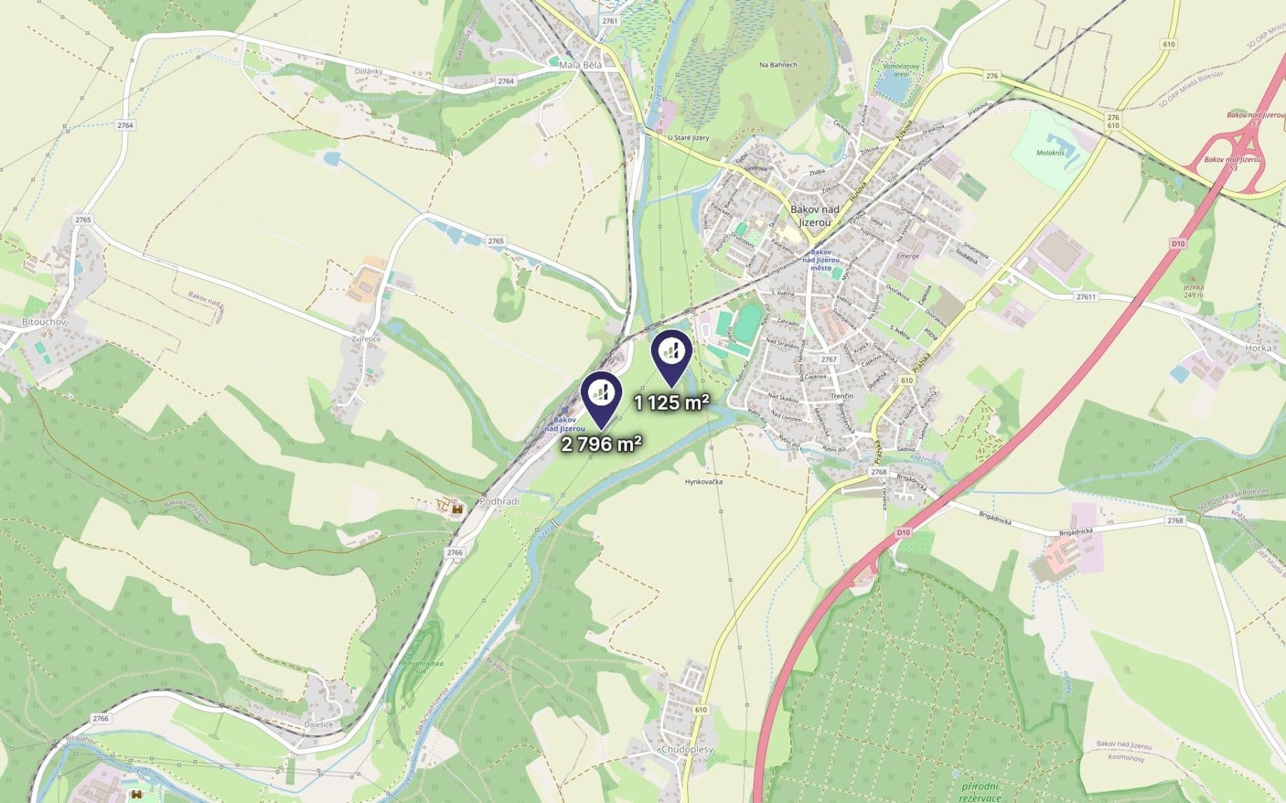 Predaj pozemku 3.921 m², Bakov nad Jizerou, Středočeský kraj Predaj pozemku 3.921 m², Bakov nad Jizerou, Středočeský kraj