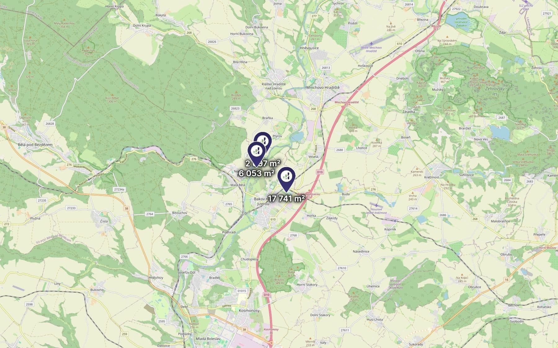 Predaj pozemku 6.473 m², Bakov nad Jizerou, Středočeský kraj Predaj pozemku 6.473 m², Bakov nad Jizerou, Středočeský kraj