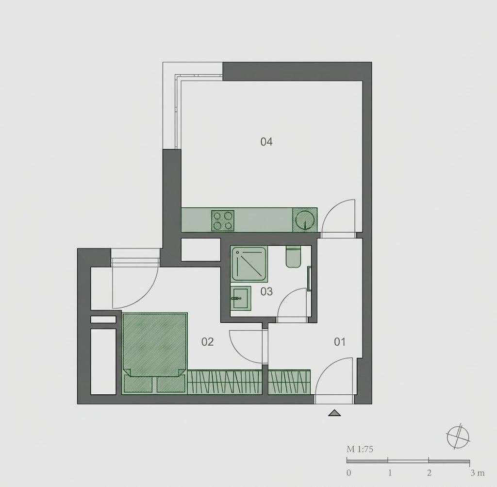 Prenájom bytu 2-izbový 41 m², Plzeňská, Praha, Praha Prenájom bytu 2-izbový 41 m², Plzeňská, Praha, Praha