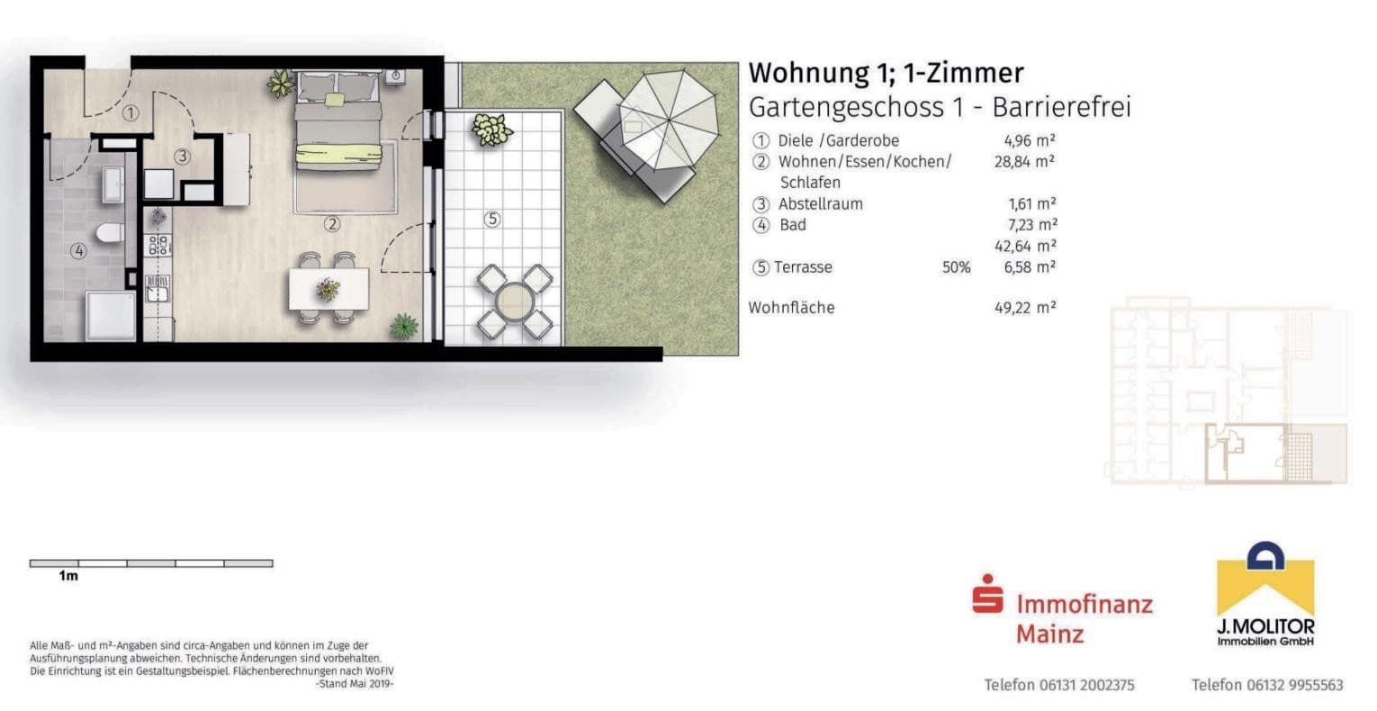 Prenájom bytu 1-izbový 50 m², Mainz, Porýnie-Falcko Prenájom bytu 1-izbový 50 m², Mainz, Porýnie-Falcko