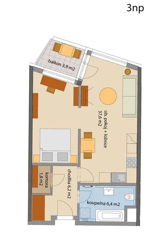 Prenájom bytu 2-izbový 58 m², Makedonská, Praha, Praha Prenájom bytu 2-izbový 58 m², Makedonská, Praha, Praha