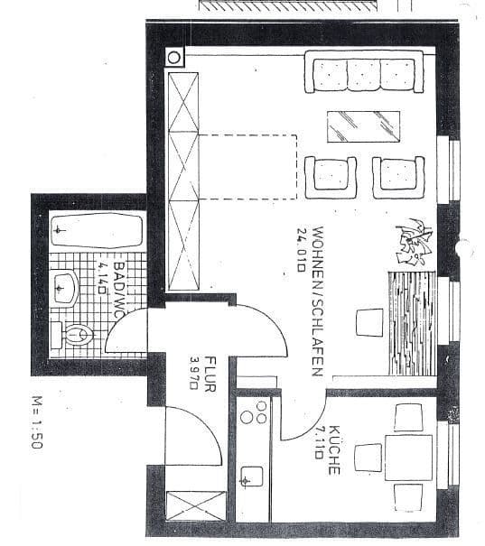 Prenájom bytu 1-izbový 38 m², Nürnberg - Nordstadt, Bavorsko Prenájom bytu 1-izbový 38 m², Nürnberg - Nordstadt, Bavorsko
