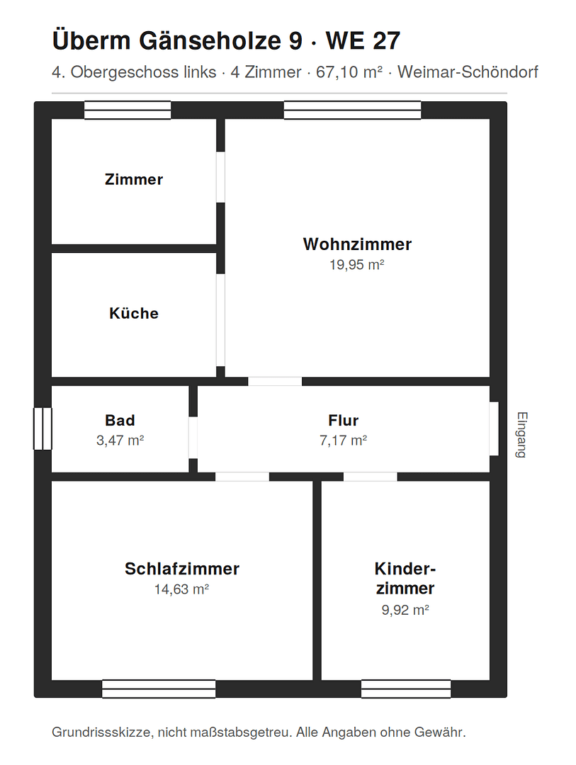 Prenájom bytu 4-izbový 68 m², Überm Gänseholze 9, Weimar, Durínsko Prenájom bytu 4-izbový 68 m², Überm Gänseholze 9, Weimar, Durínsko