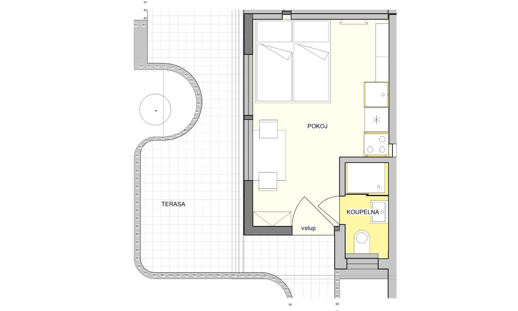 Prenájom bytu 1-izbový 18 m², Nad Santoškou, Praha, Praha Prenájom bytu 1-izbový 18 m², Nad Santoškou, Praha, Praha