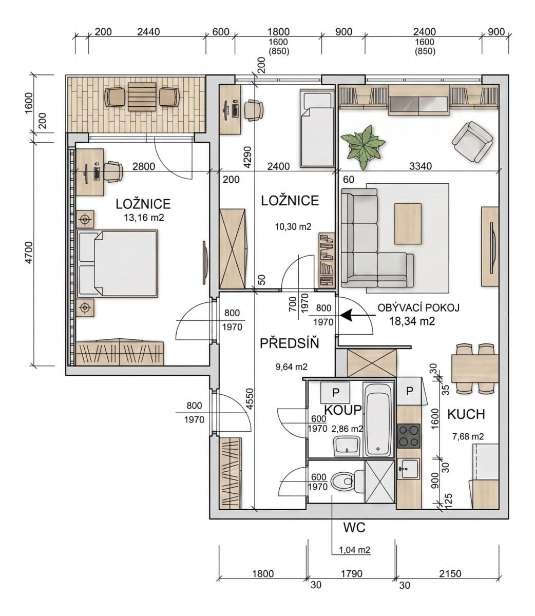 Predaj bytu 3-izbový 63 m², Rezlerova, Praha, Praha Predaj bytu 3-izbový 63 m², Rezlerova, Praha, Praha