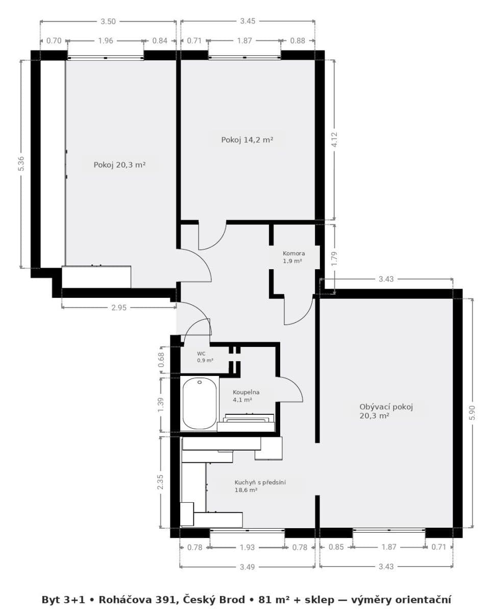 Prenájom bytu 3-izbový 84 m², Roháčova, Český Brod, Středočeský kraj Prenájom bytu 3-izbový 84 m², Roháčova, Český Brod, Středočeský kraj