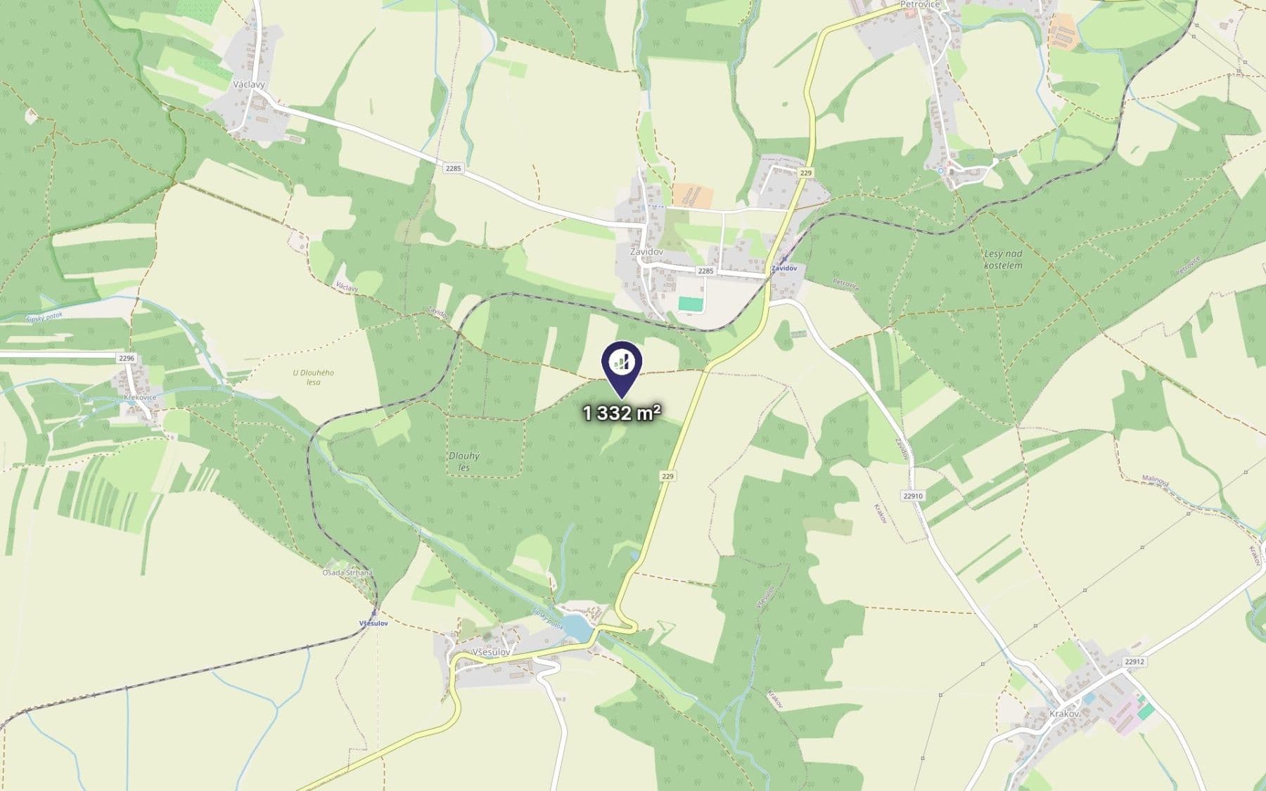 Predaj pozemku 1.332 m², Všesulov, Středočeský kraj Predaj pozemku 1.332 m², Všesulov, Středočeský kraj