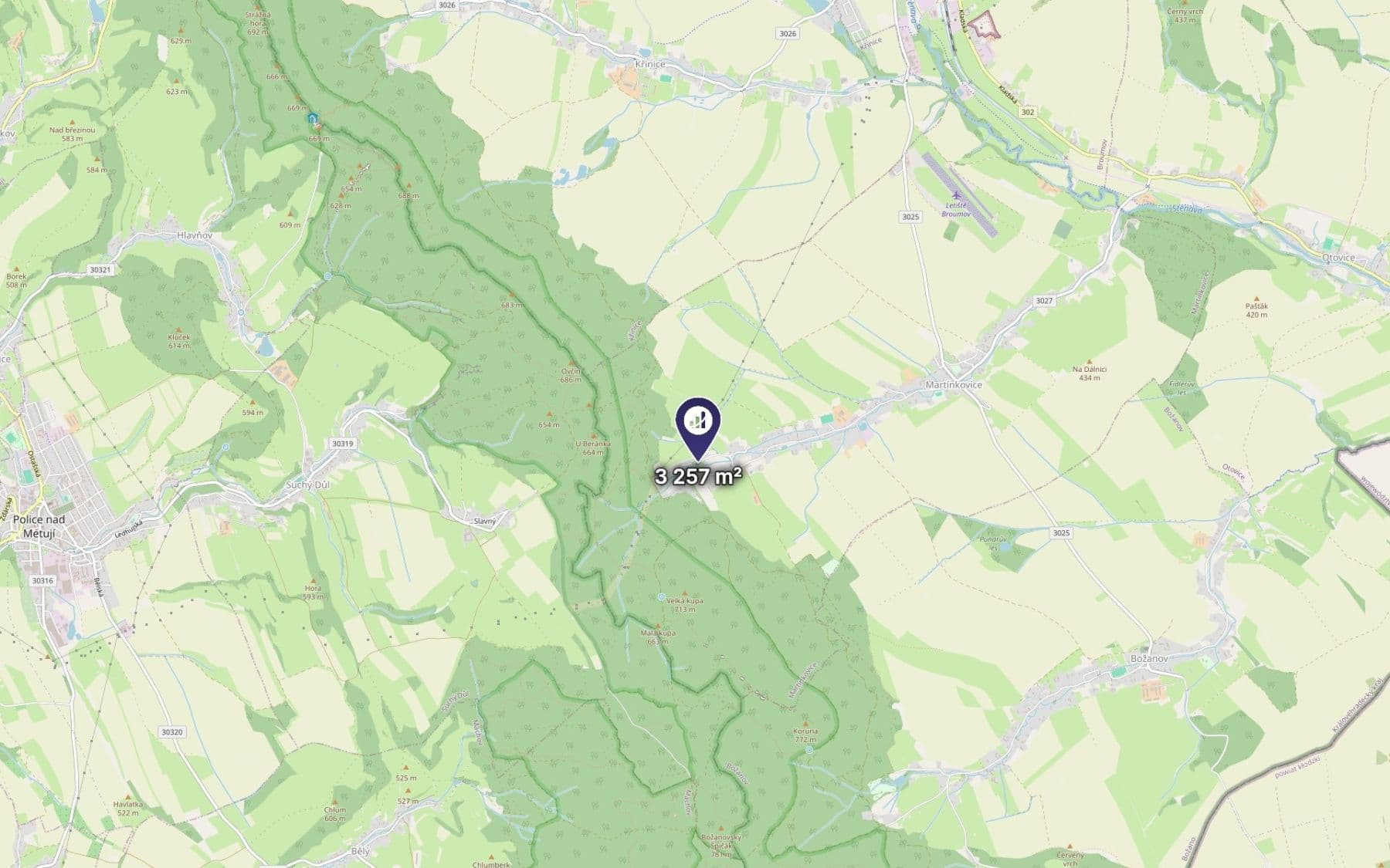 Predaj pozemku 1.629 m², Martínkovice, Královéhradecký kraj Predaj pozemku 1.629 m², Martínkovice, Královéhradecký kraj