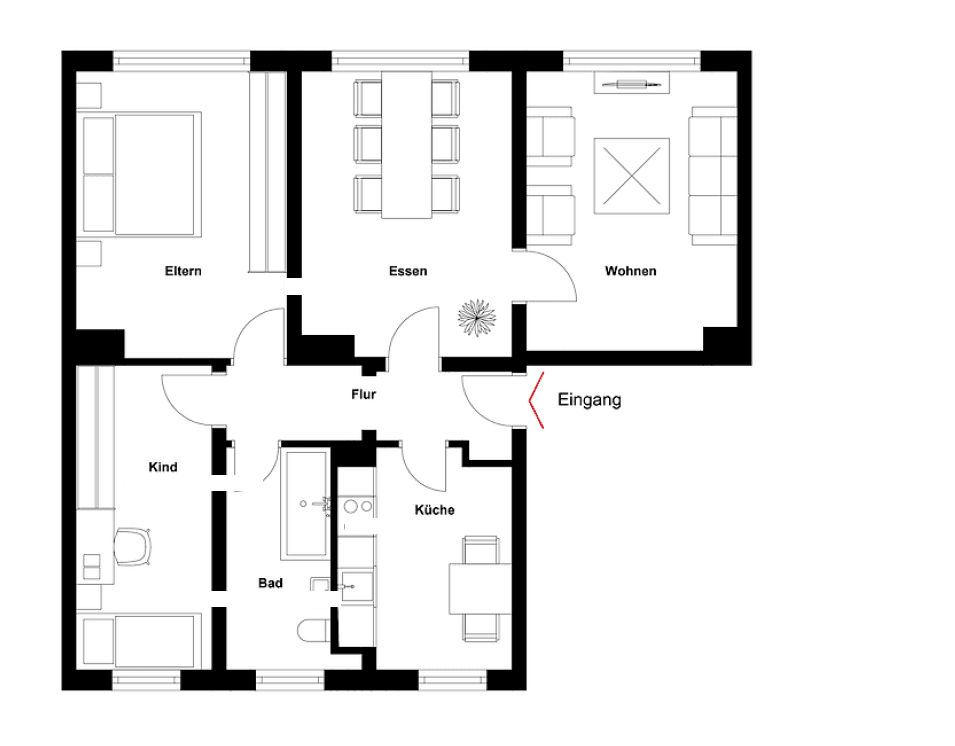 Prenájom bytu 4-izbový 79 m², Straße der Jugend 2, Altenpleen, Meklenbursko-Predpomoransko Prenájom bytu 4-izbový 79 m², Straße der Jugend 2, Altenpleen, Meklenbursko-Predpomoransko